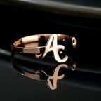 Custom Birthstone Initial Ring 925 Sterling Silver Rose Gold Plated