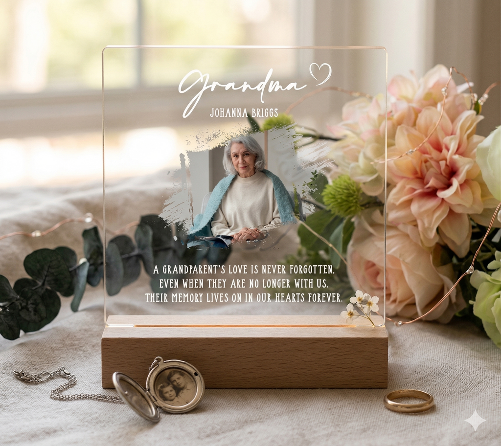 acrylic night light personalized photo with name soft memorial light