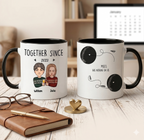 Personalized Long Distance Mug with Custom Names and Heart Map White 11oz