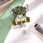 Personalized Highland Cow Badge Retractable Acrylic Badge Reel ID Clip Gift for Highland Cow Lovers