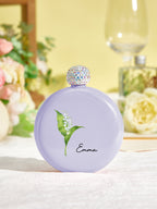 Personalized Birth Flower Round Flasks with Name 5oz Glitter Flask Birthday Bridesmaid Party Gift for Girls