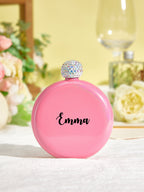 Personalized Round Flasks with Name 5oz Glitter Flask Birthday Gift for Her