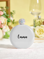 Personalized Round Flasks with Name 5oz Glitter Flask Birthday Gift for Her