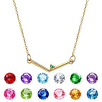 Personalized Birthstone Necklace V Shaped Necklace Anniversary Birthday Gift for Her