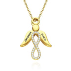 Custom Engraved Name Wings Necklace with Infinity Pendant Copper
