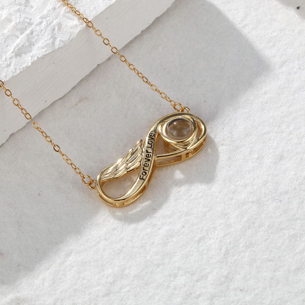 Custom Projection Necklace Engraved Forever Love Infinity Necklace Silver