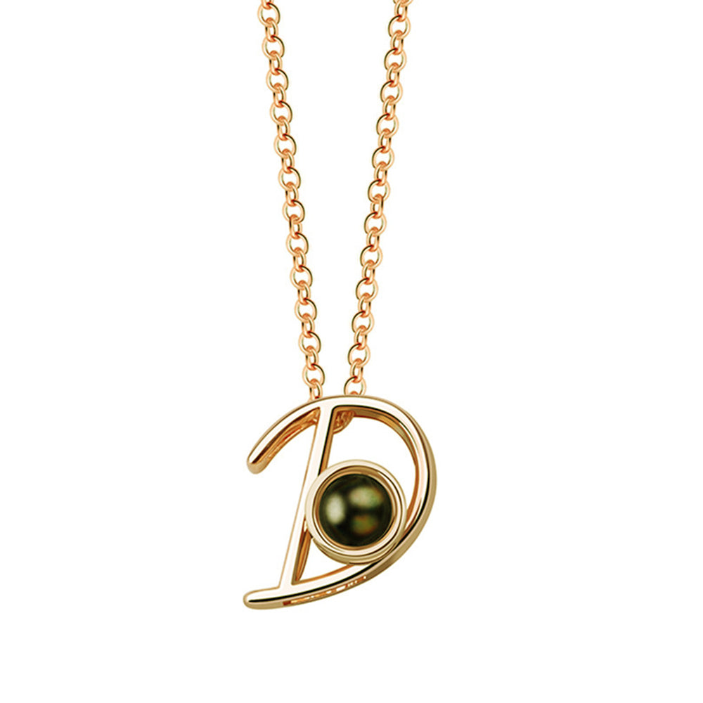 A-Z 26 Letters Custom Projection Necklace 925 Sterling Silver