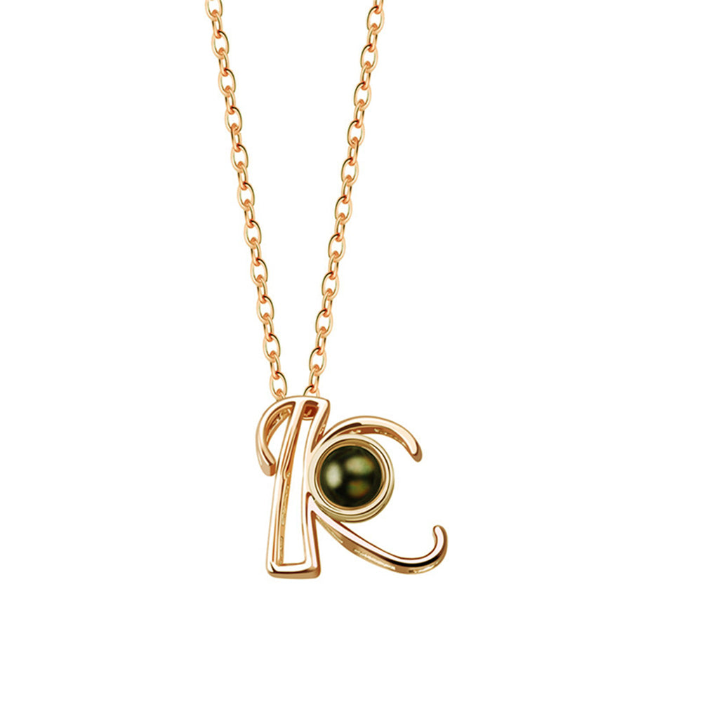 A-Z 26 Letters Custom Projection Necklace 925 Sterling Silver