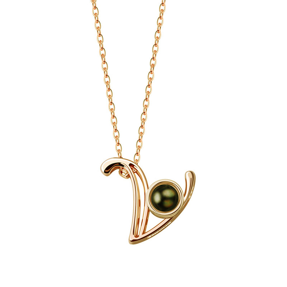 A-Z 26 Letters Custom Projection Necklace 925 Sterling Silver