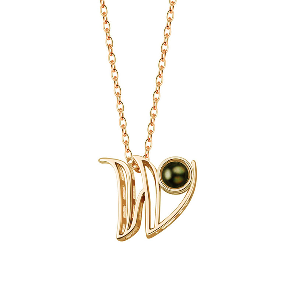 A-Z 26 Letters Custom Projection Necklace 925 Sterling Silver