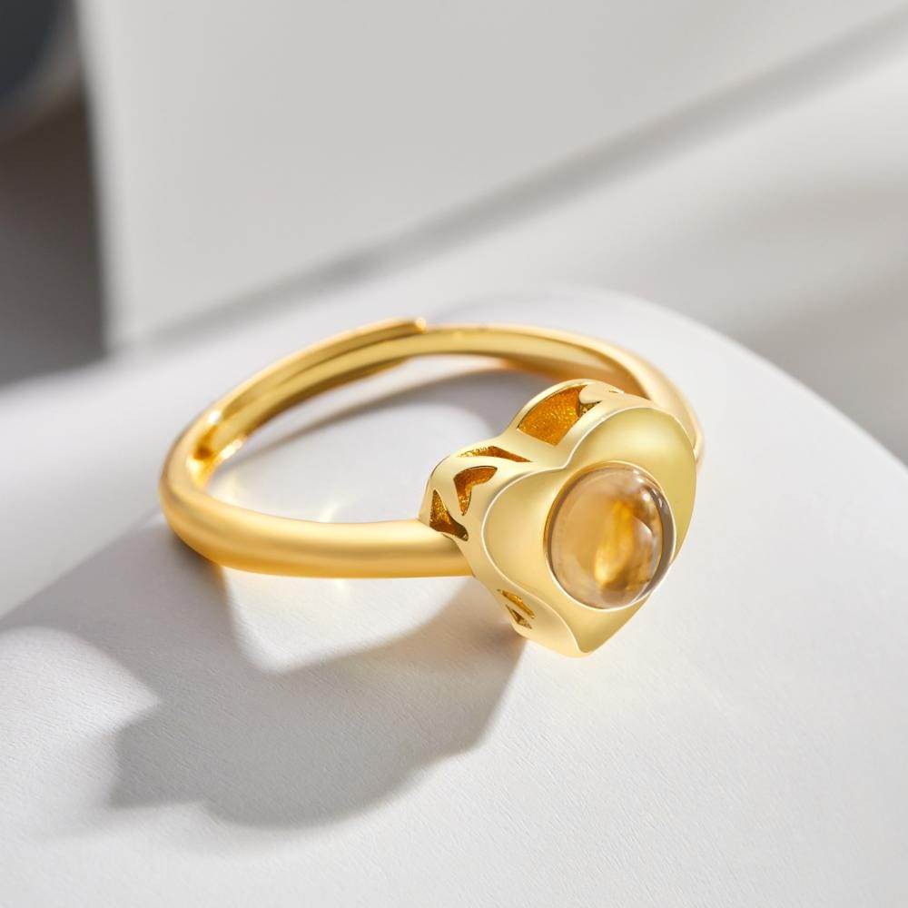 S925 Sterling Silver Heart-shaped Photo Projection Open Ring personalized Women's Jewelry Valentine's Day Gifts