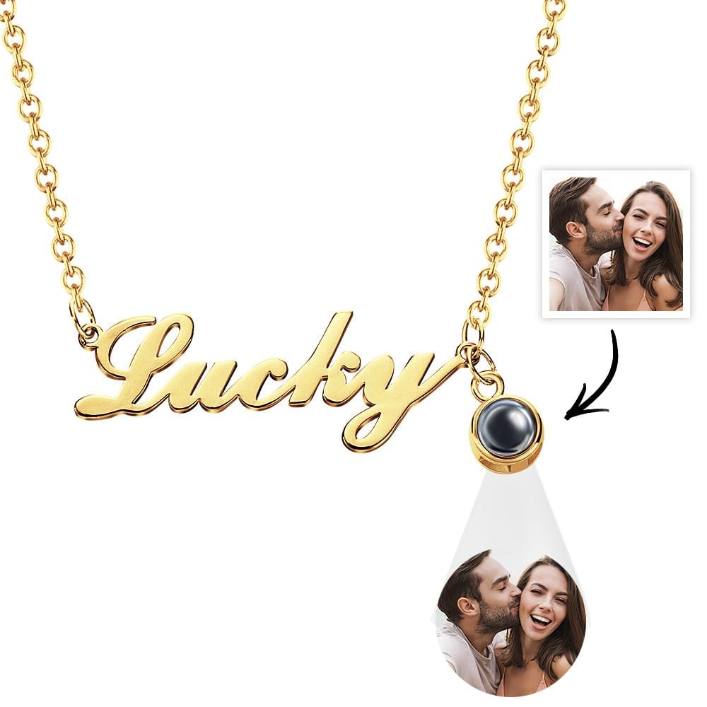 Custom Signature Lucky Name And Picture Projection Necklace Great Gift