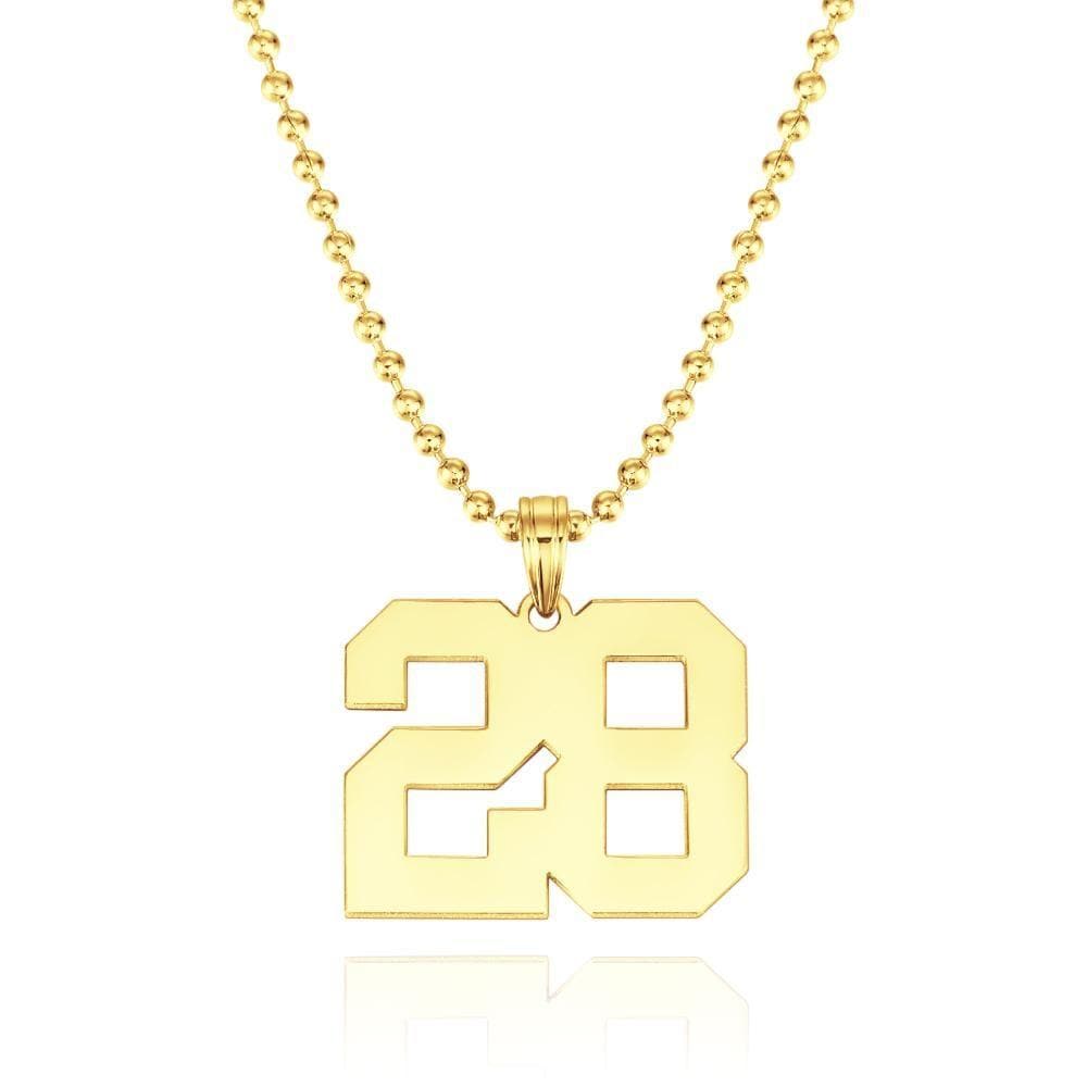 Custom Number Pendant Thick Chain Men's Necklace