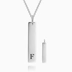 Custom Engraved Initial Vertical Bar Necklace 925 Sterling Silver