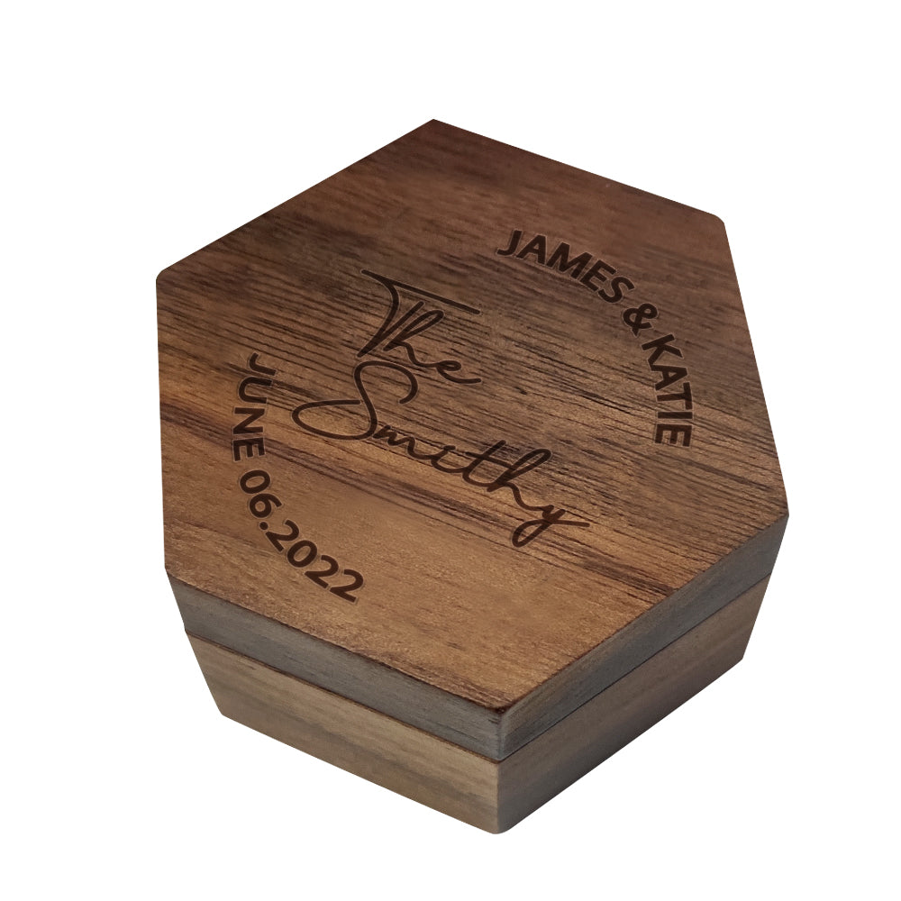 handcrafted six styles customized hexagon wooden jewelry box wedding keepsake