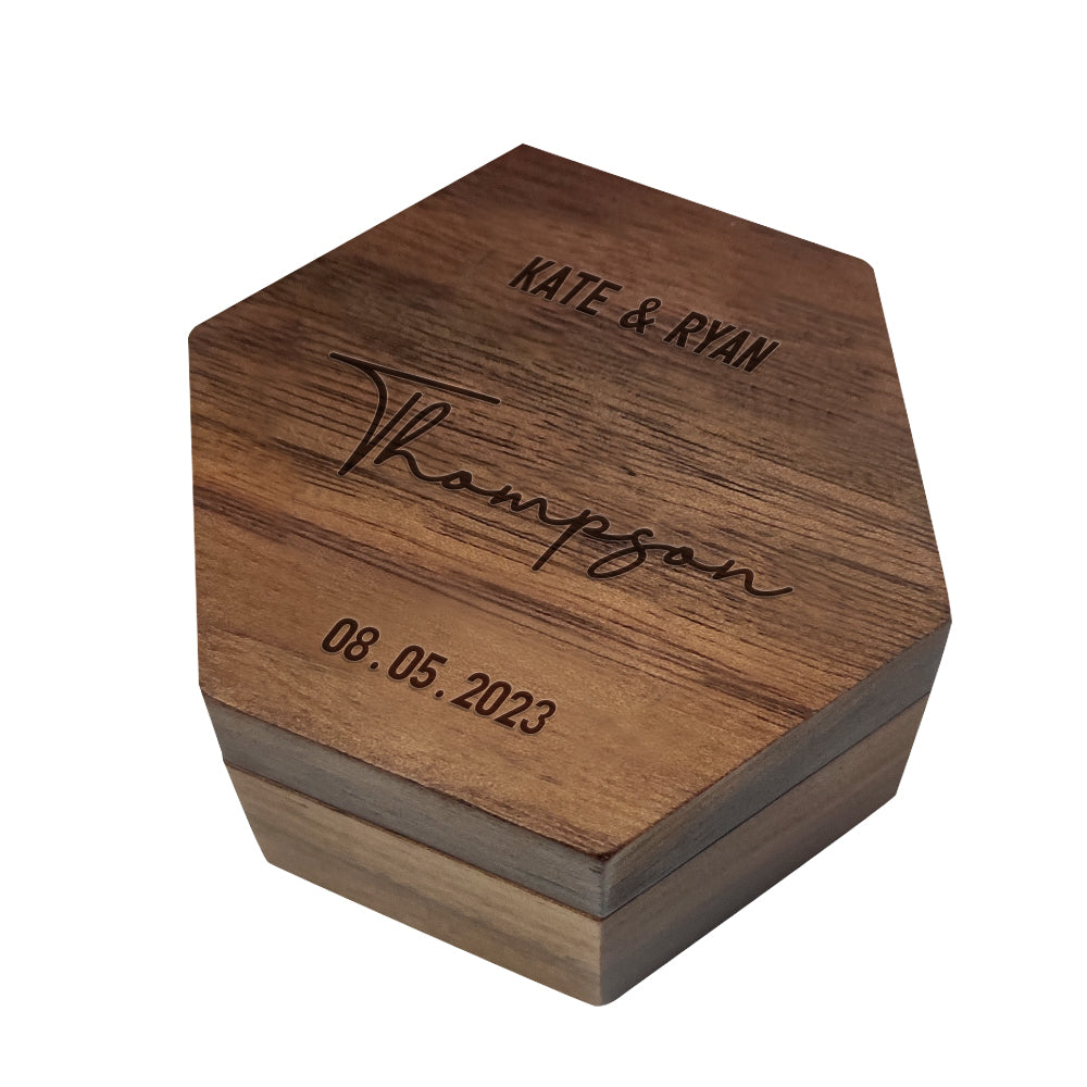 unique six styles customized hexagon wooden jewelry box wedding close up