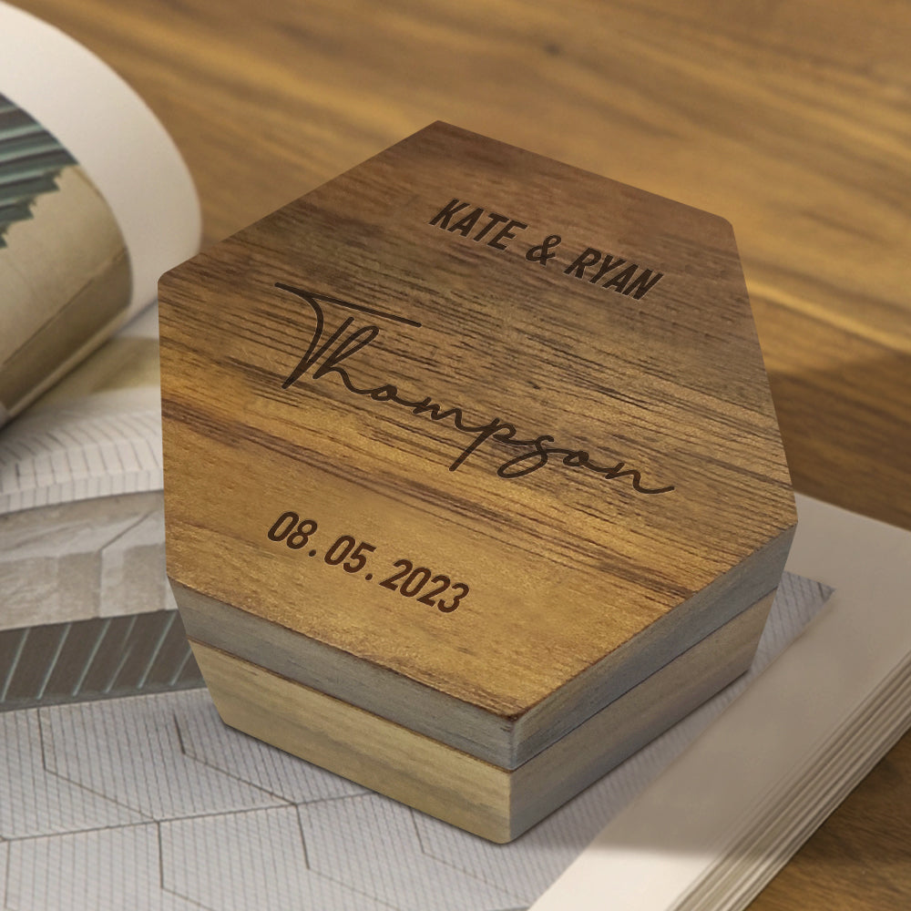 handcrafted six styles customized hexagon wooden jewelry box wedding keepsake