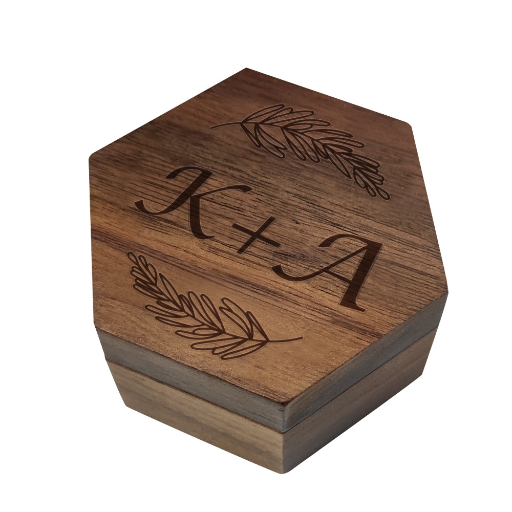 unique six styles customized hexagon wooden jewelry box wedding close up