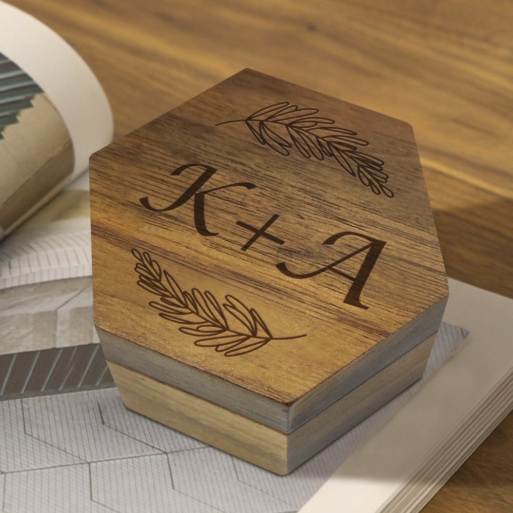 handcrafted six styles customized hexagon wooden jewelry box wedding keepsake