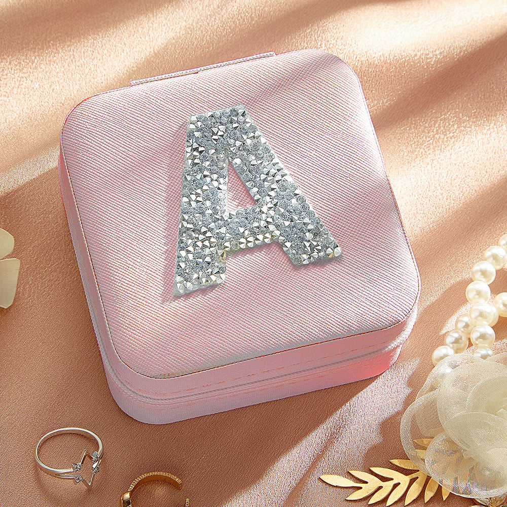 Personalized Jewelry Box with Glitter Letter Bridesmaid Gift for Her
