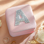 Personalized Jewelry Box with Glitter Letter Bridesmaid Gift for Her