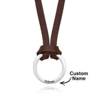 Personalized PU Leather Cord Necklace with Engraved Name Necklace Birthday Anniversary Gift for Man