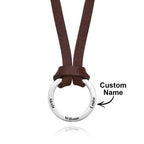 Personalized PU Leather Cord Necklace with Engraved Name Necklace Birthday Anniversary Gift for Man