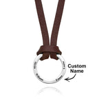 Personalized PU Leather Cord Necklace with Engraved Name Necklace Birthday Anniversary Gift for Man
