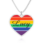Customized LGBT Necklaces Silver Rainbow Love Heart Triangle Pendant Gay Lesbian Pride Jewelry for Men and Women