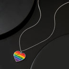 Customized LGBT Necklaces Silver Rainbow Love Heart Triangle Pendant Gay Lesbian Pride Jewelry for Men and Women