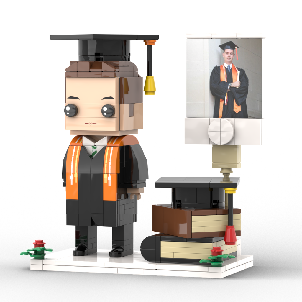 Full Body Customized 1 Person Brick Figures with Photo Graduation Season Theme Graduation Gift