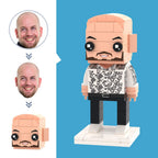 Customized Head Floral Shirt Figures Small Particle Block Toy Customizable Brick Art Gifts