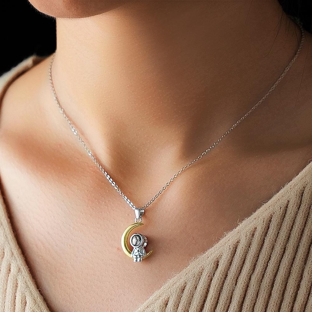 Custom Projection Necklace Astronaut Space Moon Star Couple Gifts