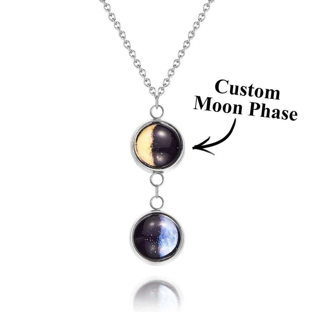 Custom Double Moon Phase Necklace Luminous Necklace Gift for Her