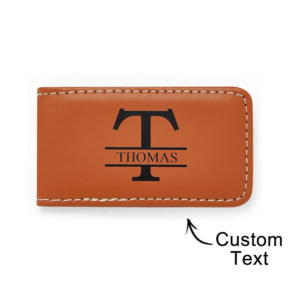 Gifts For Him Husband Gift Mens Leather Wallet Money Clip Custom Money Clip Gifts For Him