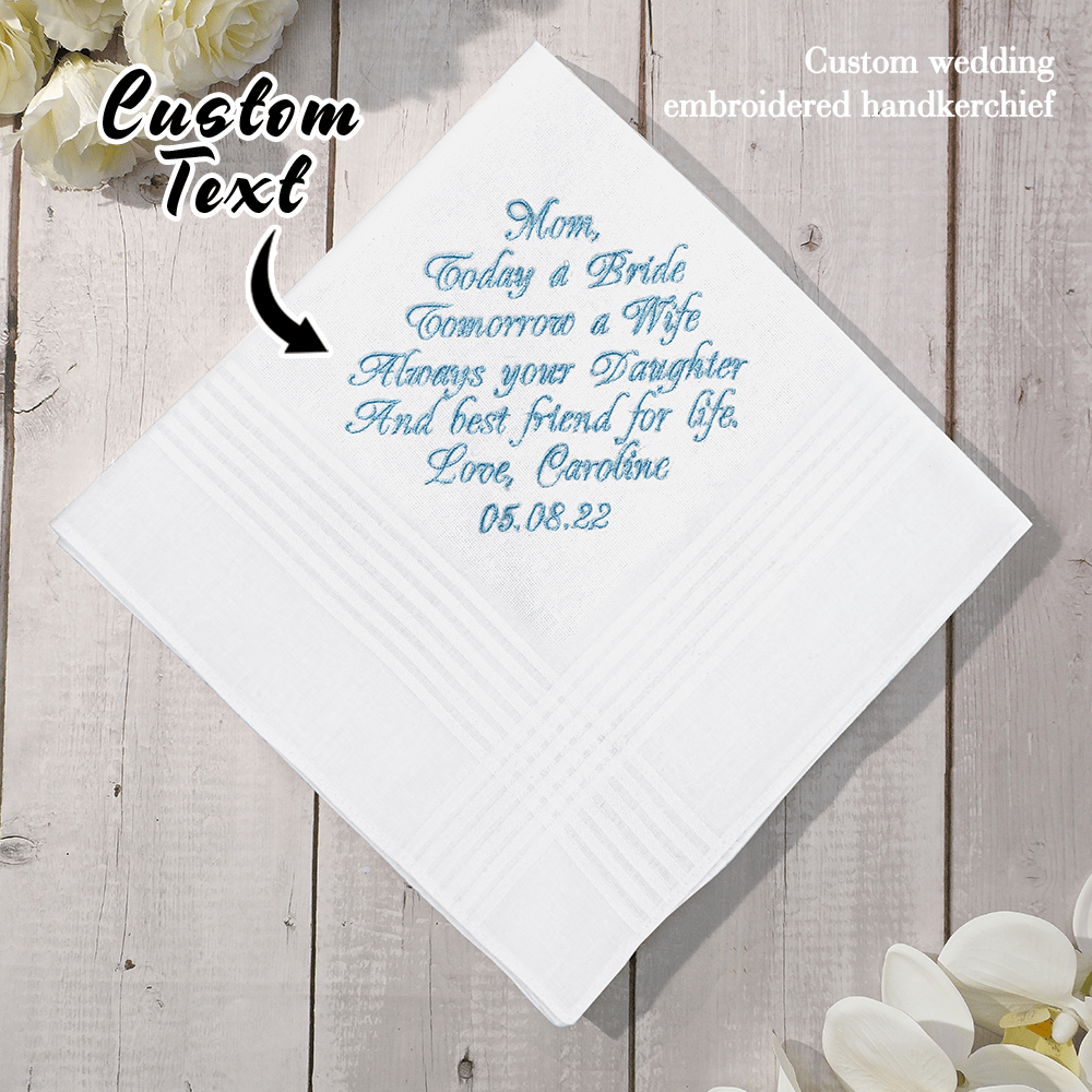 Personalized Wedding Handkerchief Embroidered Hankies Gifts for Mother of the Bride