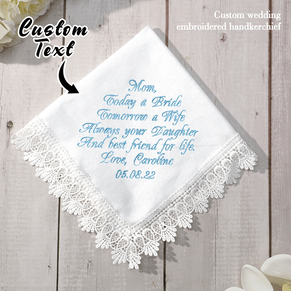 Personalized Wedding Handkerchief Embroidered Hankies Gifts for Mother of the Bride