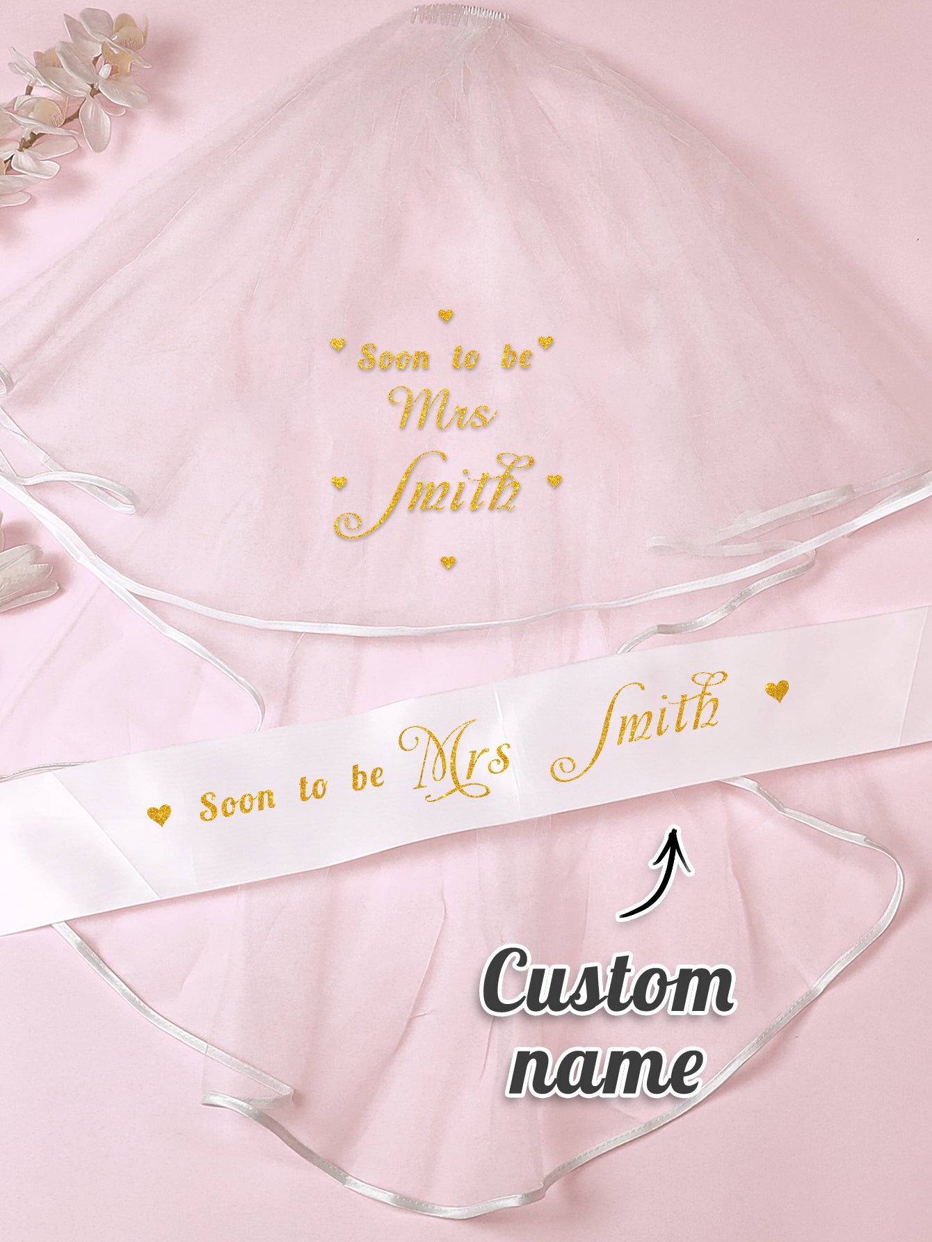 Personalized Bride Veil Sash Set Bride to be Veil Hen Party Accessories