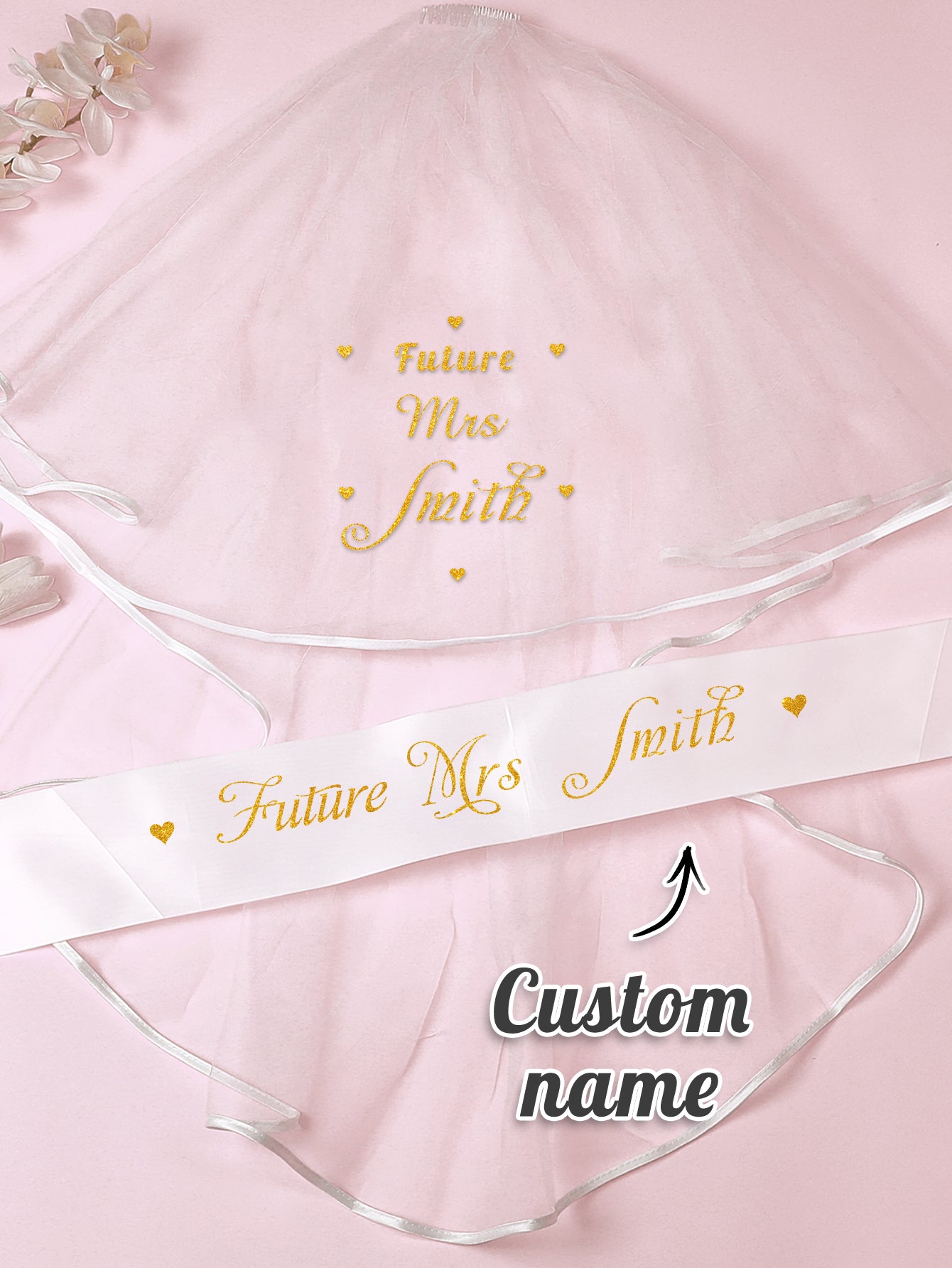 Personalized Bride Veil Sash Set Bride to be Veil Hen Party Accessories