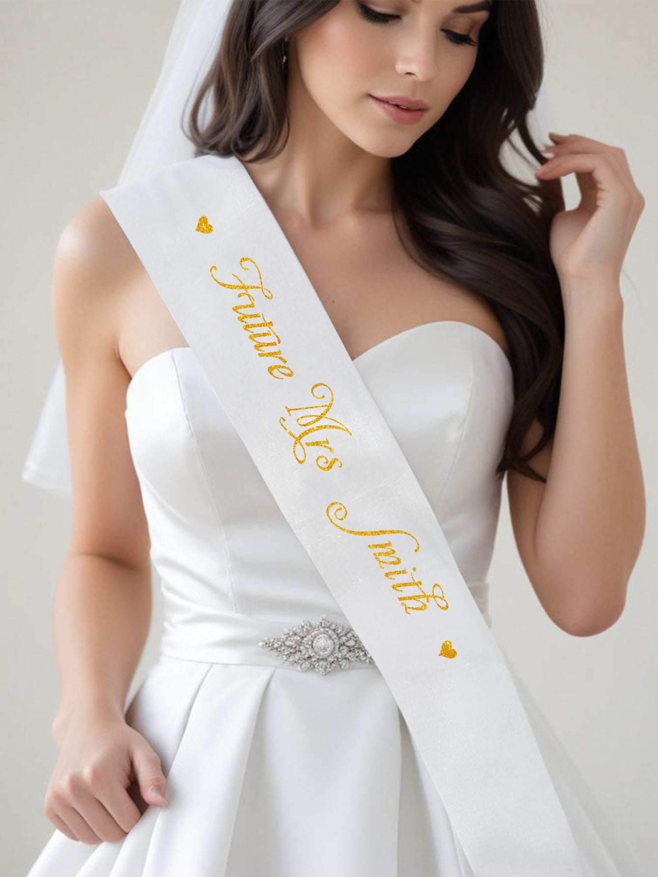 Personalized Bride Veil Sash Set Bride to be Veil Hen Party Accessories