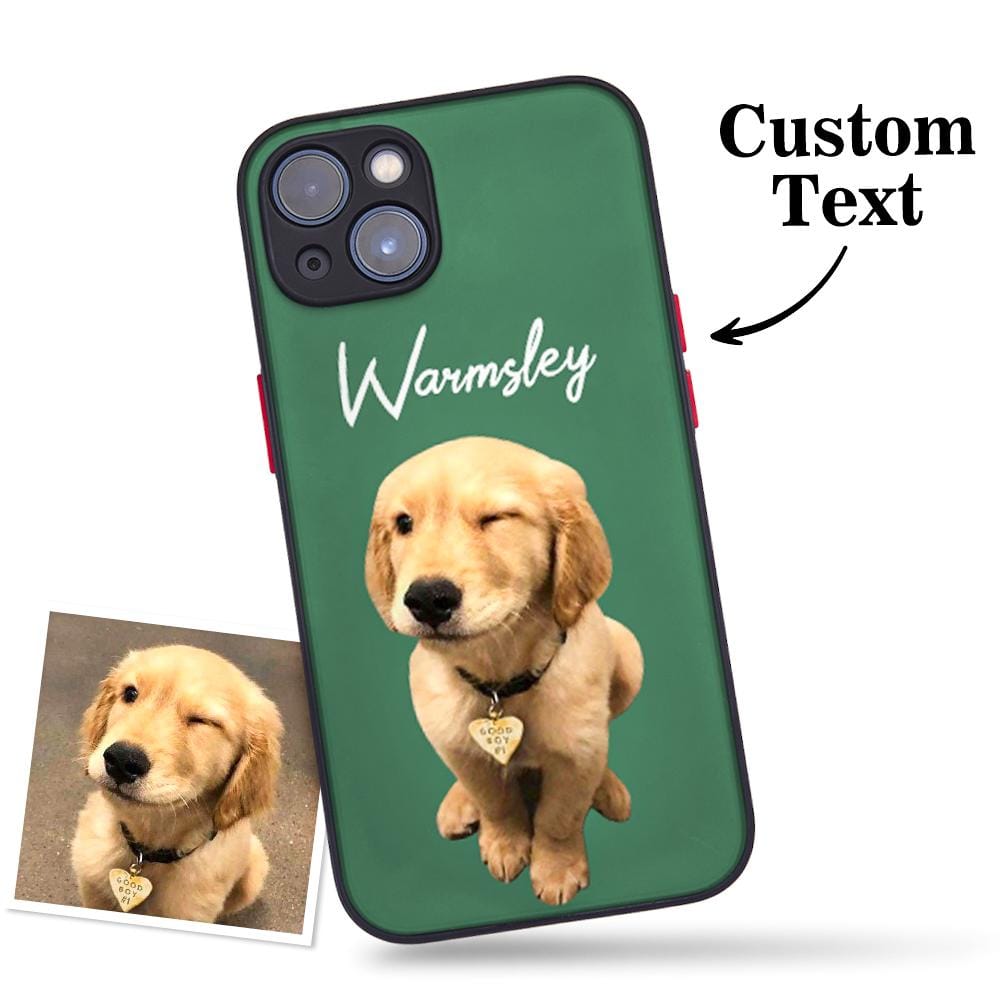 Custom Pet Photo Green iPhone Case with Text Protective Phone Case