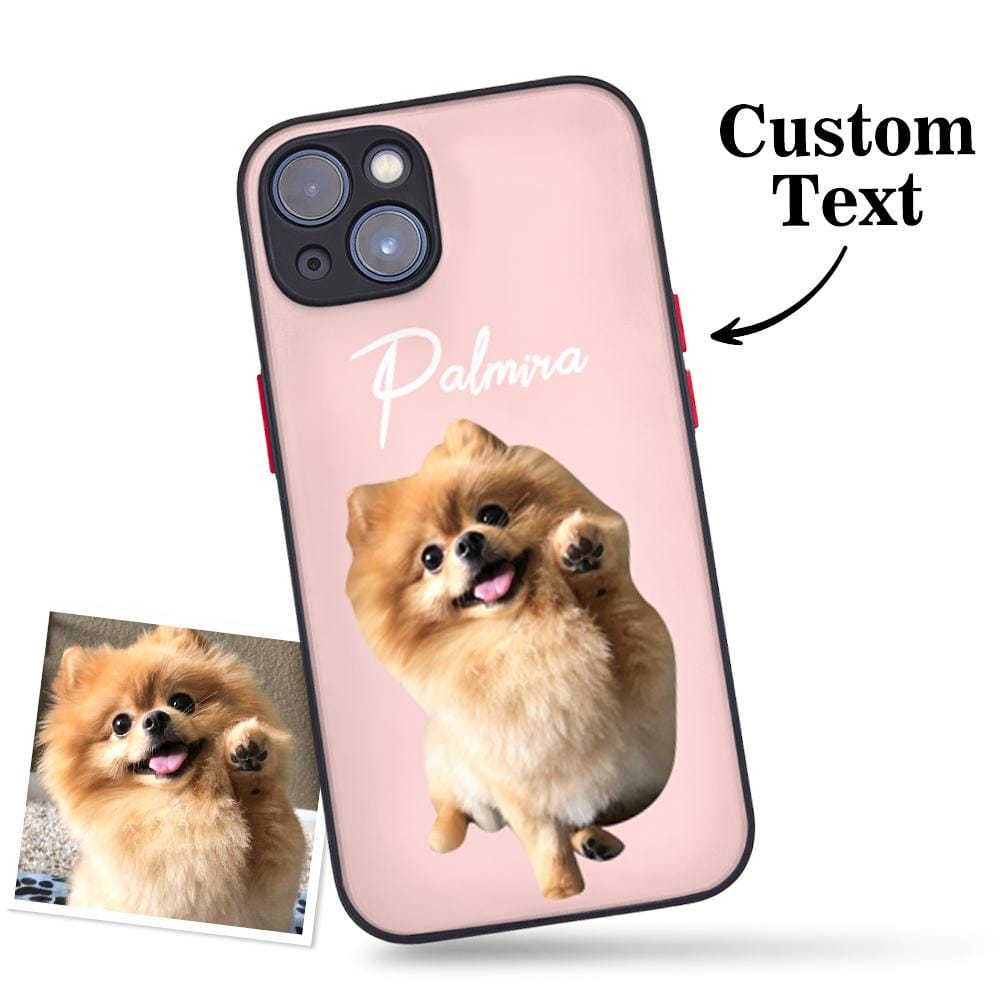 Custom Pet Photo Green iPhone Case with Text Protective Phone Case
