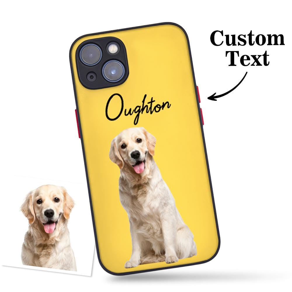Custom Pet Photo Green iPhone Case with Text Protective Phone Case