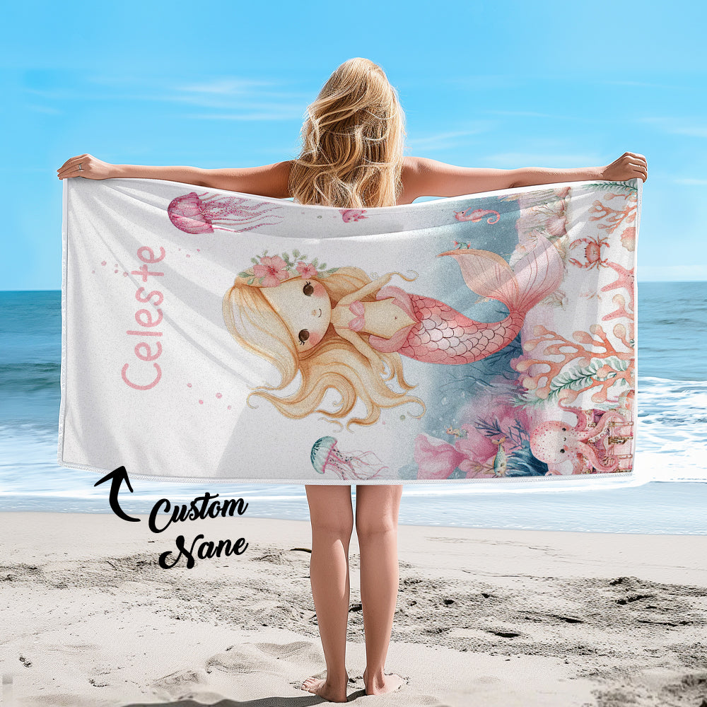 beach towel custom name gift for daughter front view