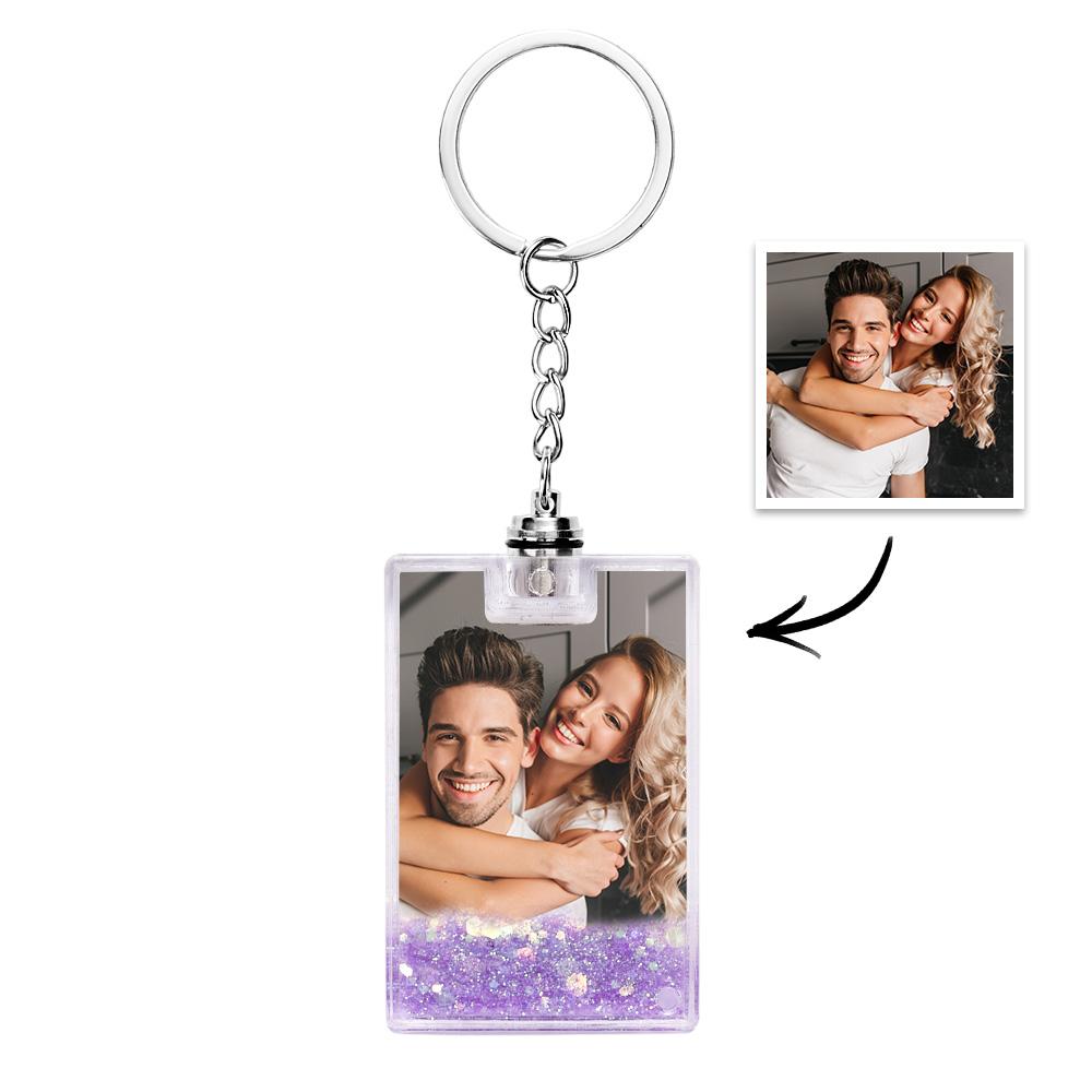 Custom Photo Illuminated Quicksand Keychain Personalized Flowing Sand Gift for Birthday Anniversary