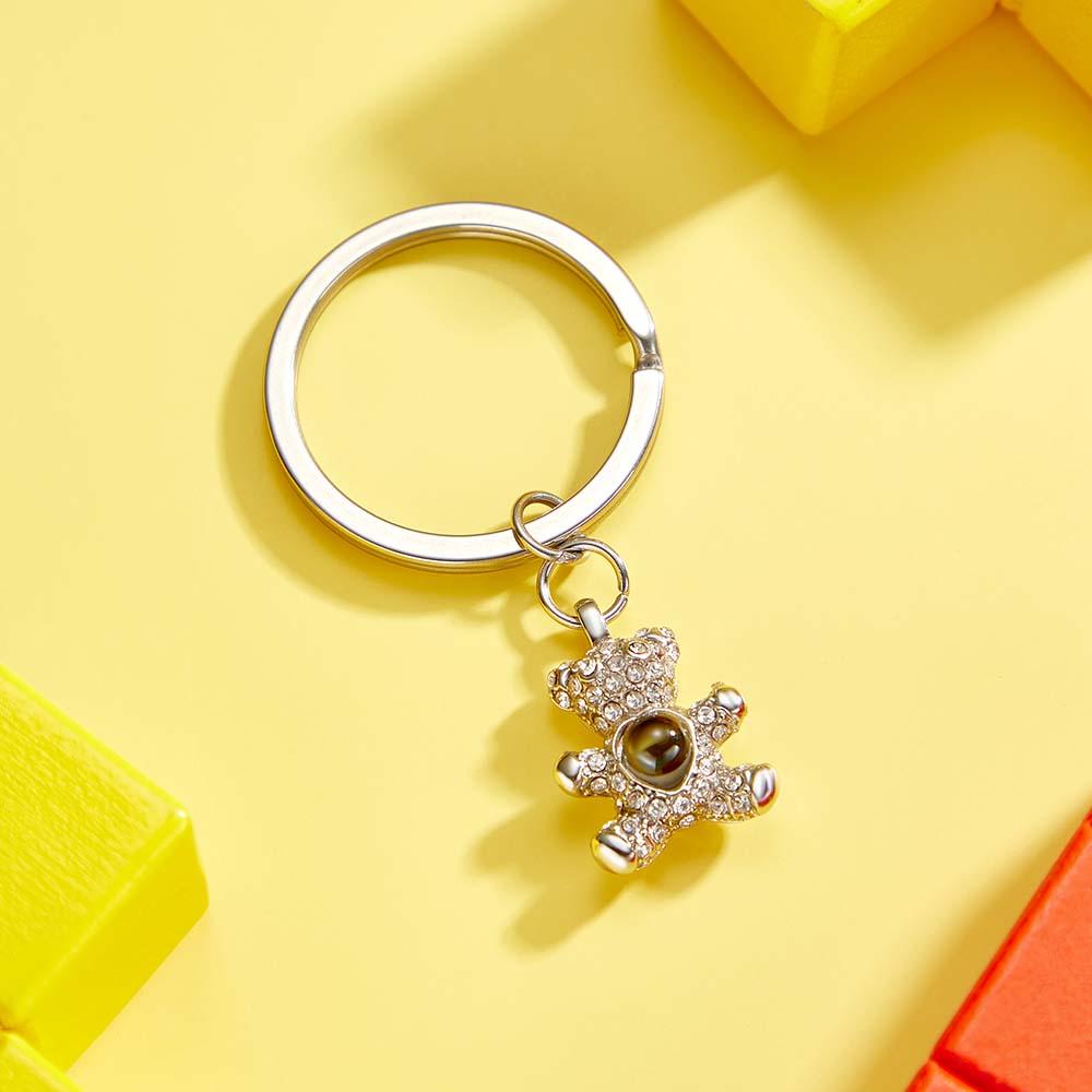Custom Photo Projection Keychain Cute Bear Personalized Photo Keychain Gift