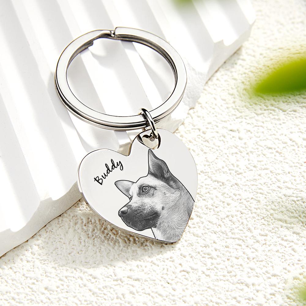 personalized photo and name loss of dog gift keychain everyday keepsake main view