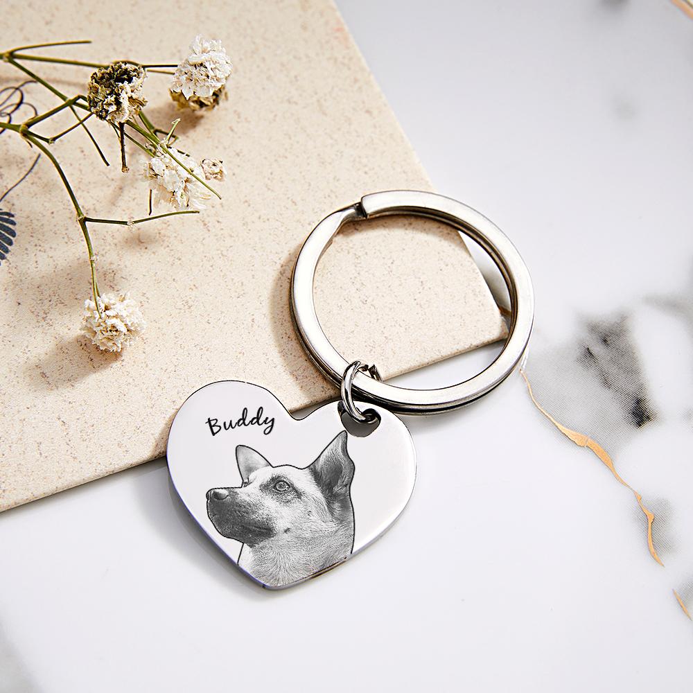 personalized photo and name loss of dog gift keychain everyday keepsake close detail