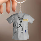 Custom Nurse Uniform Keychain Acrylic Keychain With Text Unique Gift For Nurse