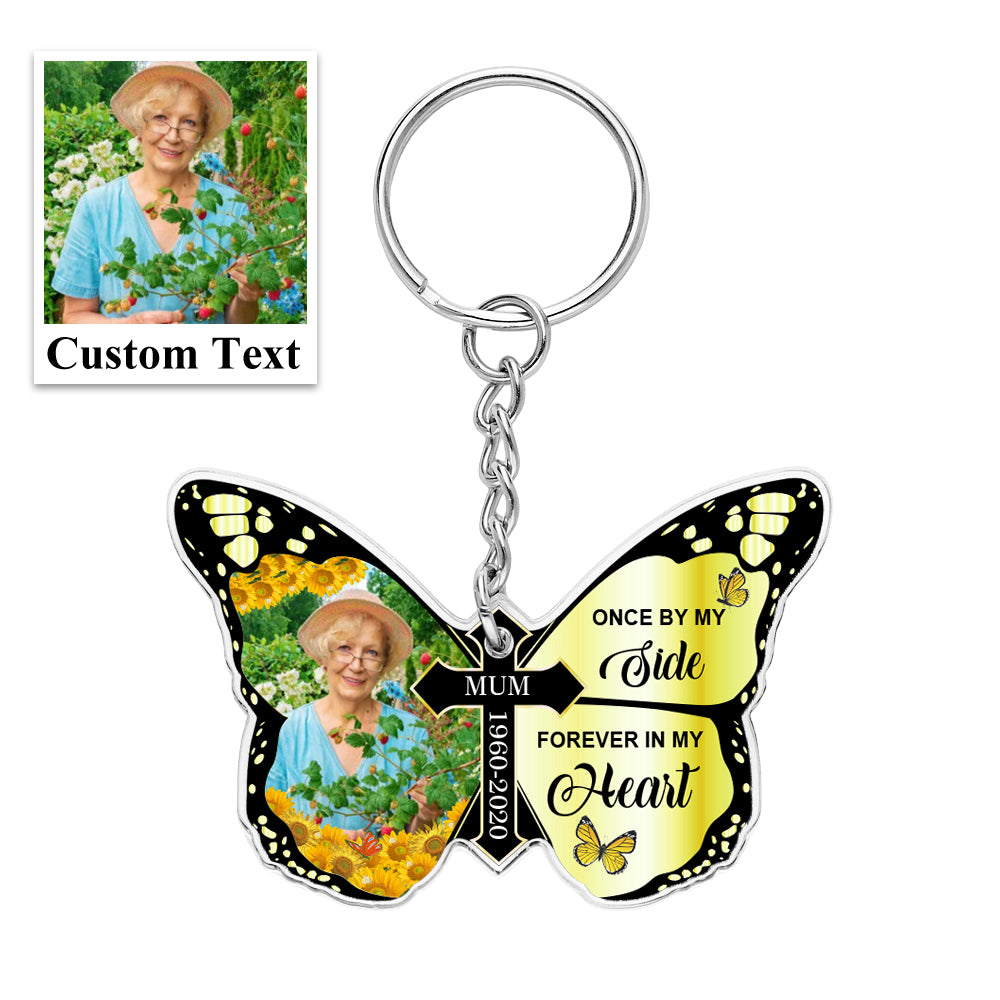personalized photo keychain cross acrylic memorial design